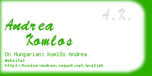 andrea komlos business card